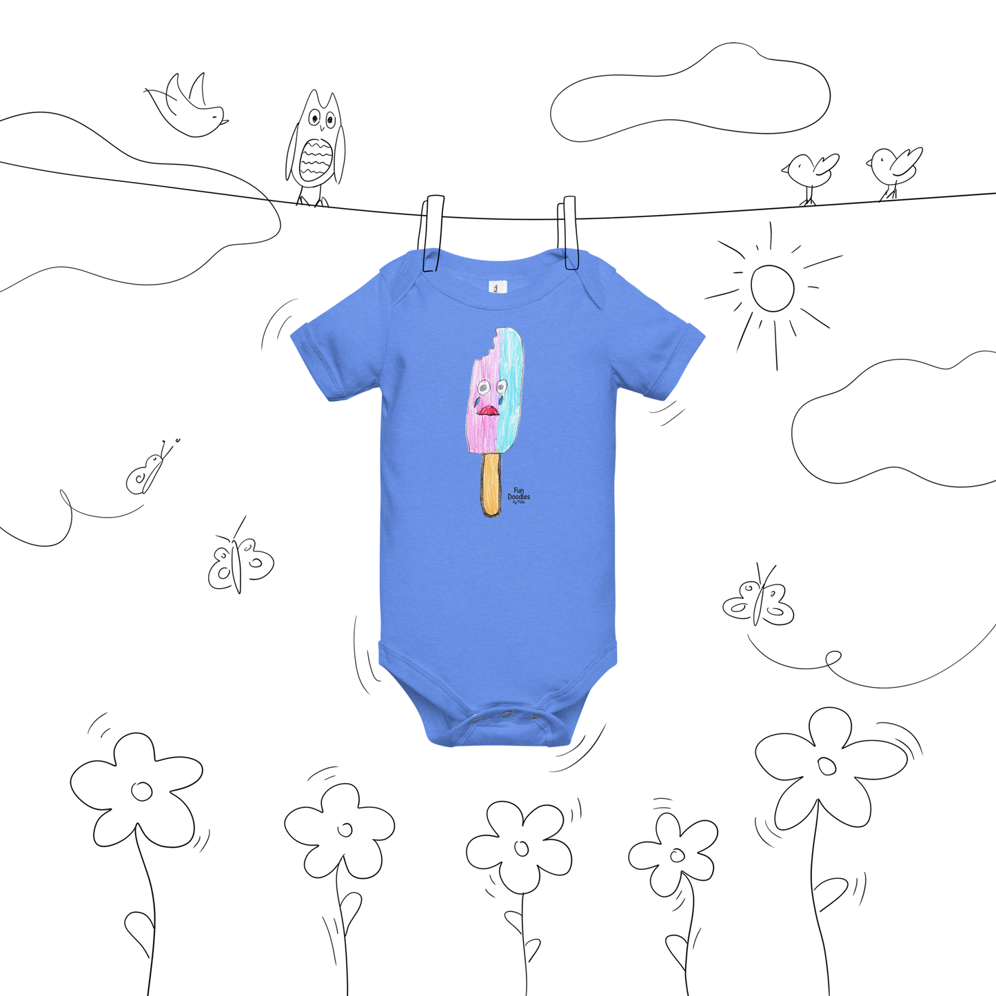 Baby | Cute Sad Popsicle T-Shirt | Melting Ice Cream Cry Face Graphic Tee | FunDoodlesbyMila