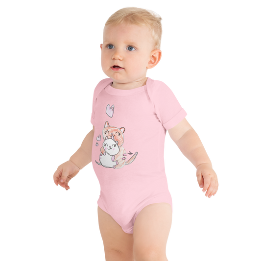 Baby | Cute Cat Cuddle T-Shirt | Orange & Pink Kitty Hug Doodle Graphic Tee | FunDoodlesbyMila