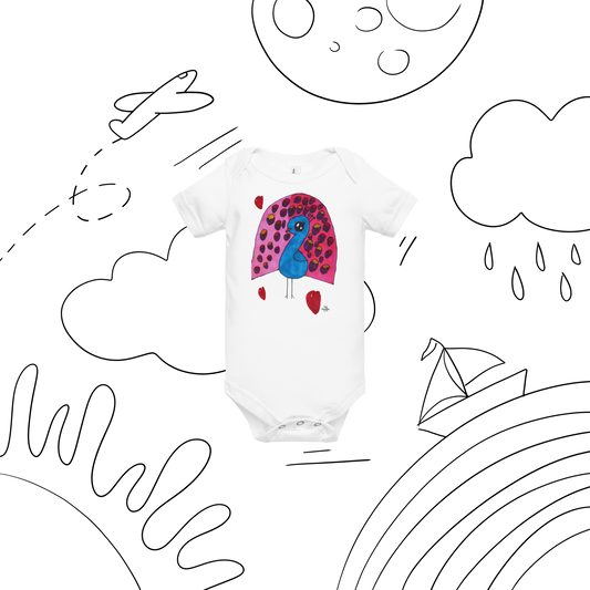 Baby | Blue Peacock T-Shirt | Vibrant Feather Doodle Graphic Tee | FunDoodlesbyMila